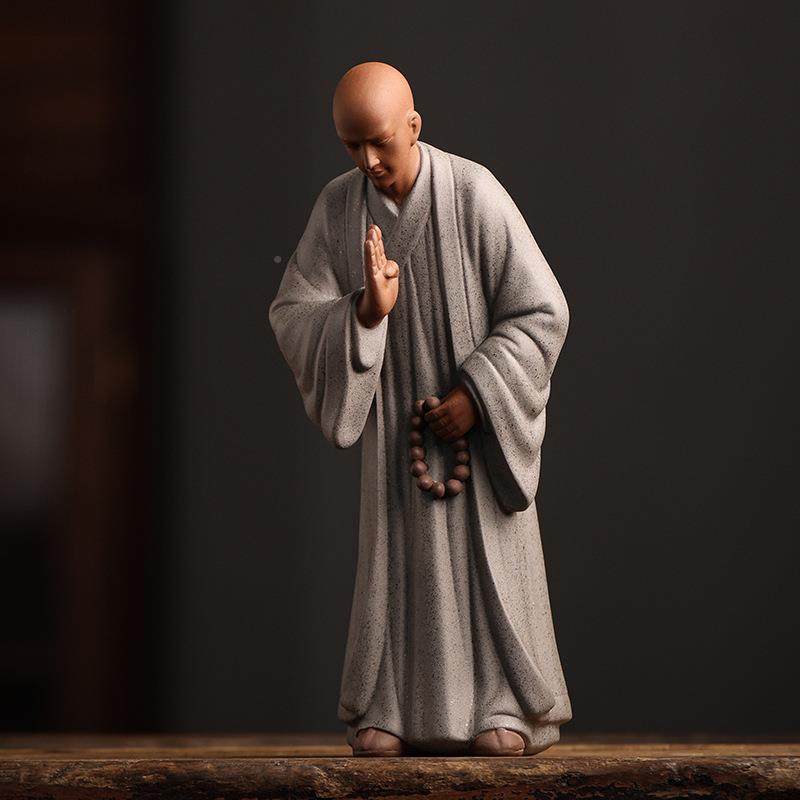 创意小和尚茶宠摆件人砂物家禅意茶道茶室桌面居客厅EQB茶紫桌装