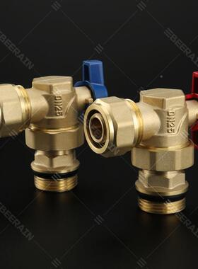 角式CLW套阀阀套地暖分集水器球进水回水黄铜阀铝塑活接外丝分水