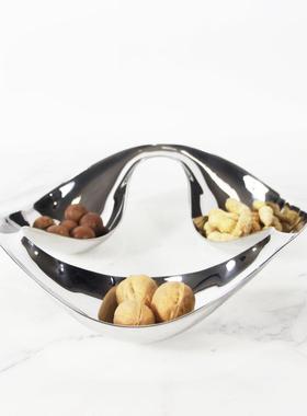 简约欧银式色8368属不规则线果流金盘托盘摆件厨房餐厅样板房软装