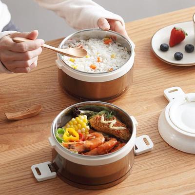 手提不锈钢女便当盒小924型生成双层提锅保温人学桶饭盒