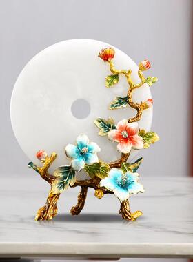 新中式珐琅彩高端摆件客厅玄关电平CF-06253视柜居饰品高档安扣石