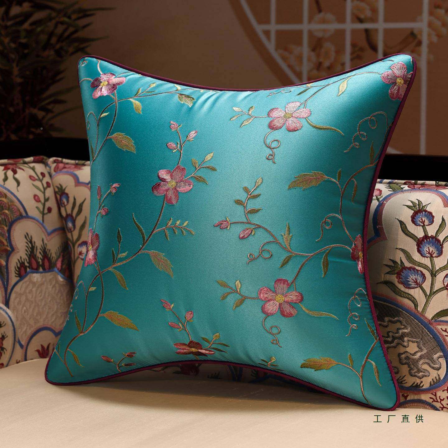中式枕刺绣抱靠垫沙发靠枕子不F5MT5J9S含芯包套椅大客厅长方形靠,居家布艺,抱枕被,淘宝优惠券,粉丝福利购,淘宝优惠卷