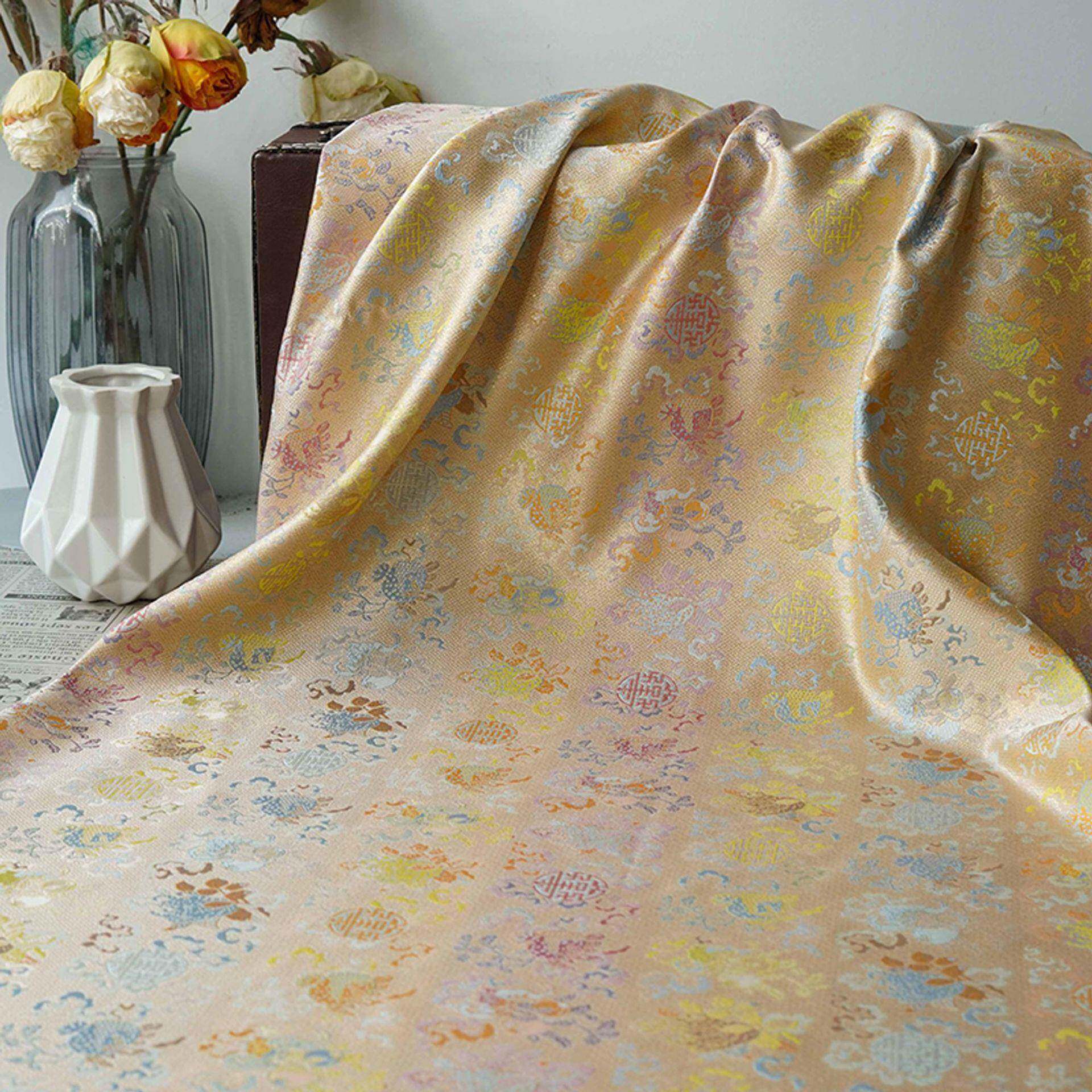 国风仿宋面锦LH5578-1金丝提花旗料中新式汉服袍马甲色织布料