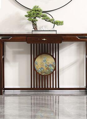 新中式玄关桌供桌案轻条奢中式木小入正实对门榆CGQ木玄关柜玄户