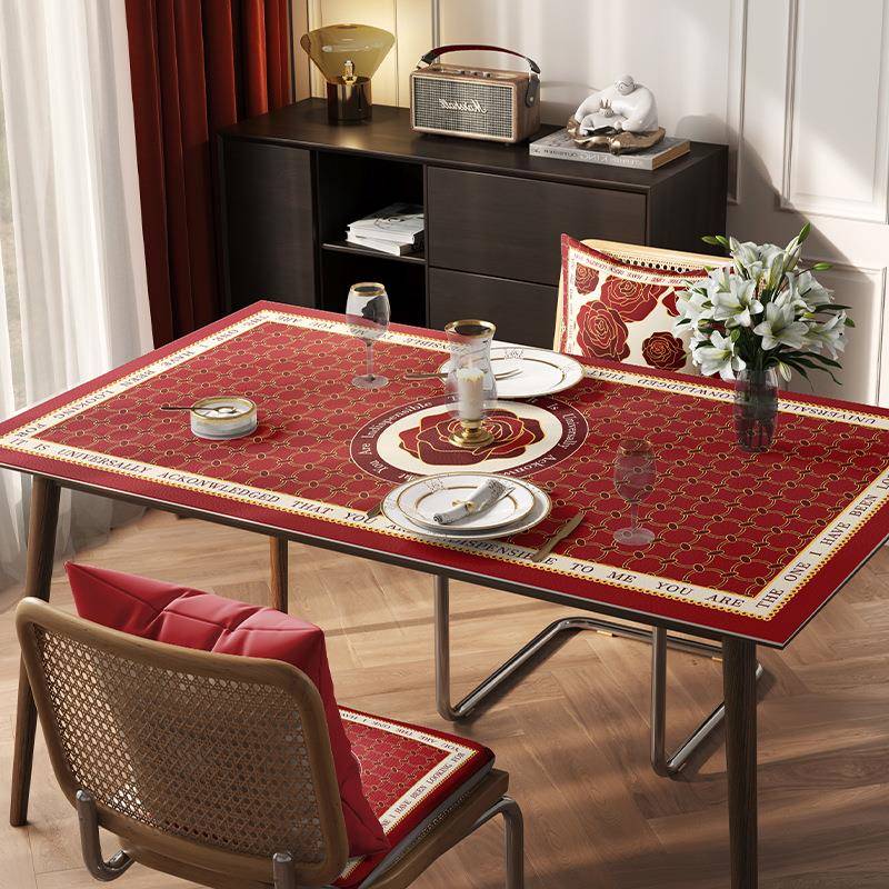 桌布轻奢高级感美式长方形餐桌垫2021新款pvc防水防油防烫茶几垫