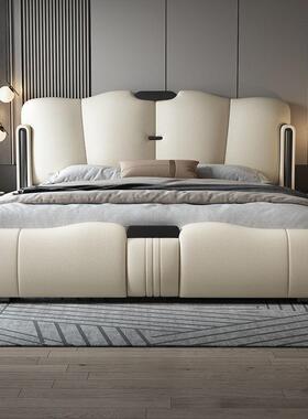 意式轻奢床主卧网红床现代简约皮艺床软包储物床卧室豪华婚床