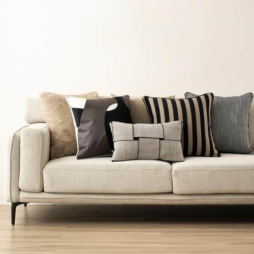 现代简约轻奢抱枕黑咖色靠枕摩登都市客厅沙发靠垫高级感酒店靠包