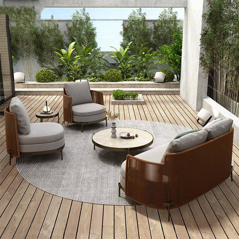 工厂直沙销北欧网休红露台户外闲编发椅别墅庭11院花园现代藤沙发