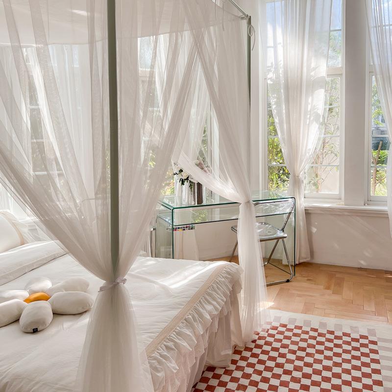 夏季新款法落式地绑带款帐单帐纱加厚家式用卧室床蚊AEH幔三开门