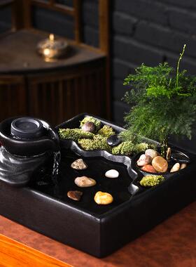 开意流水生财办循环水招财公室桌面装SRM饰品茶创几喷泉小摆件业