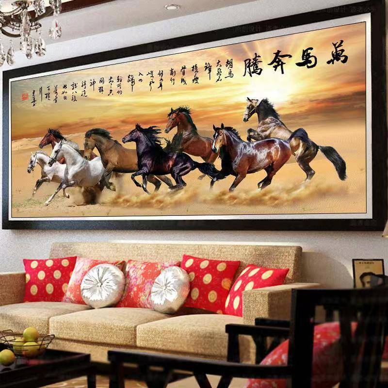 字5dA6877十绣石画小幅满砖石绣新钻款现代马到办成功书房公室骏