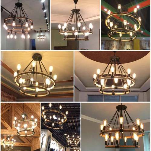 工旧复古麻绳吊灯业风酒吧餐厅服装店美o式创意131lft铁艺怀个性