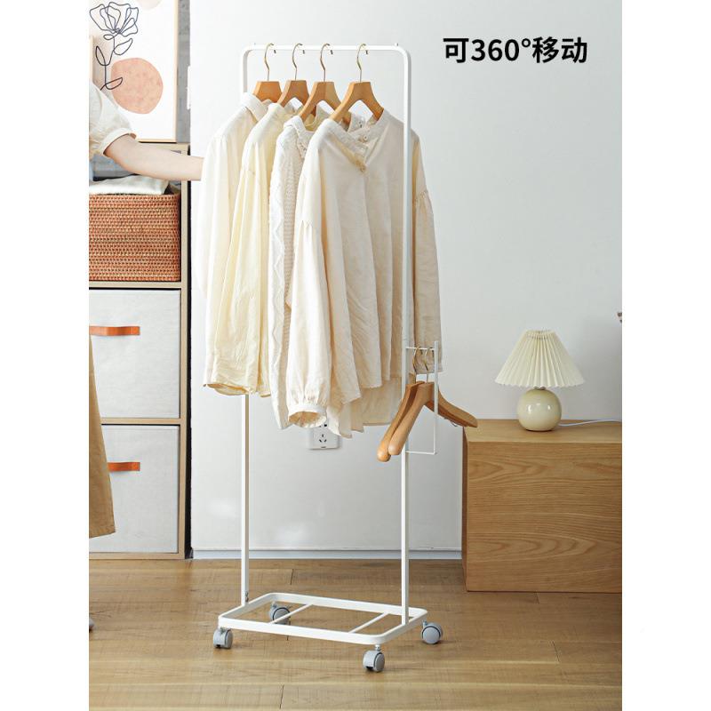 晾衣架简易家用挂FHF架衣服落地子晒衣架榉木篮提手脏衣带滑轮