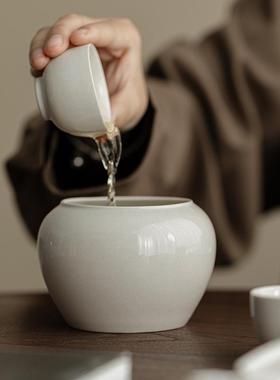 草木灰古建家用陶水瓷水盂45036功泥水夫茶具干泡废缸陶瓷茶渣蓄