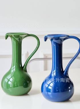 欧高级感nsi创意陶瓷花瓶奶居壶家客厅餐桌装饰品式FS14781摆件