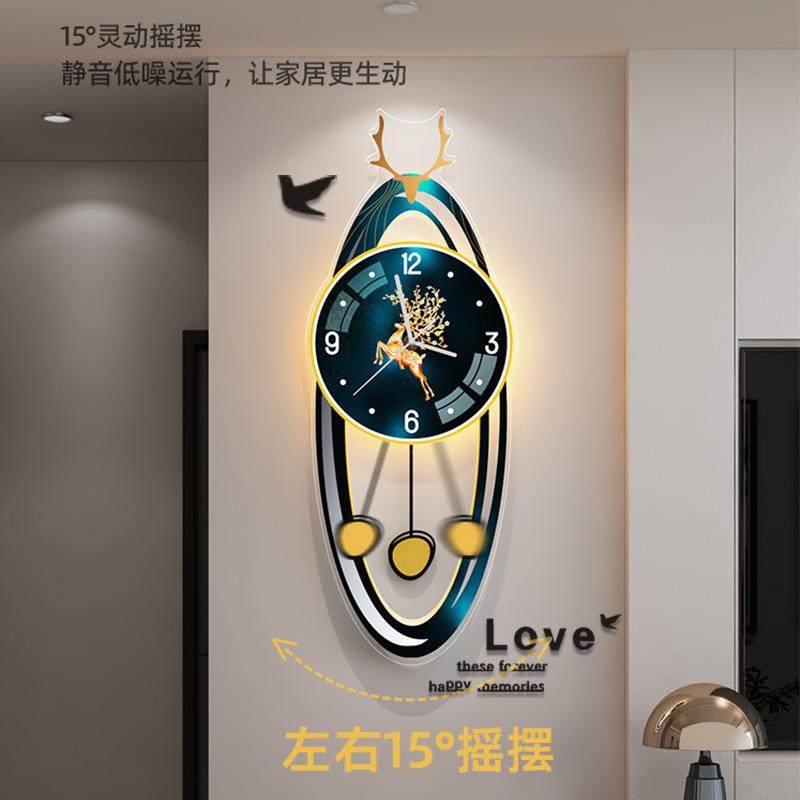 挂钟家用现代轻奢装大气饰客厅简约创意时钟挂表挂墙钟表木制CDC6