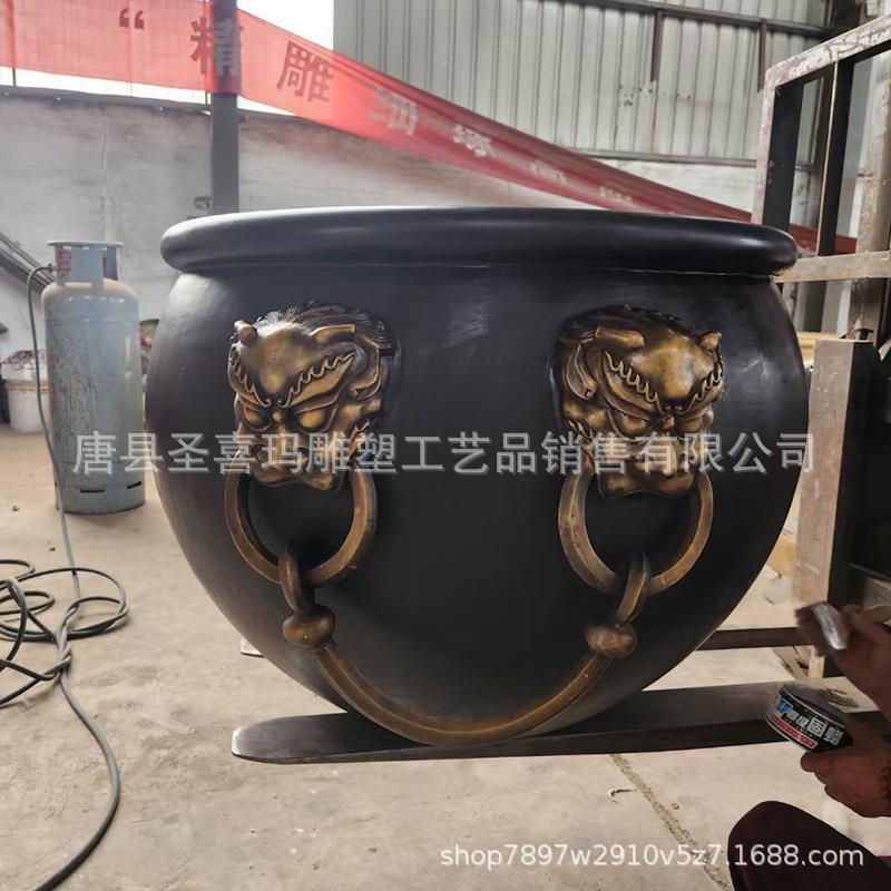 纯铜大户招财纳福缸铜水缸故宫缸铜大外庭院摆件黄铜缸大缸HJ56厂