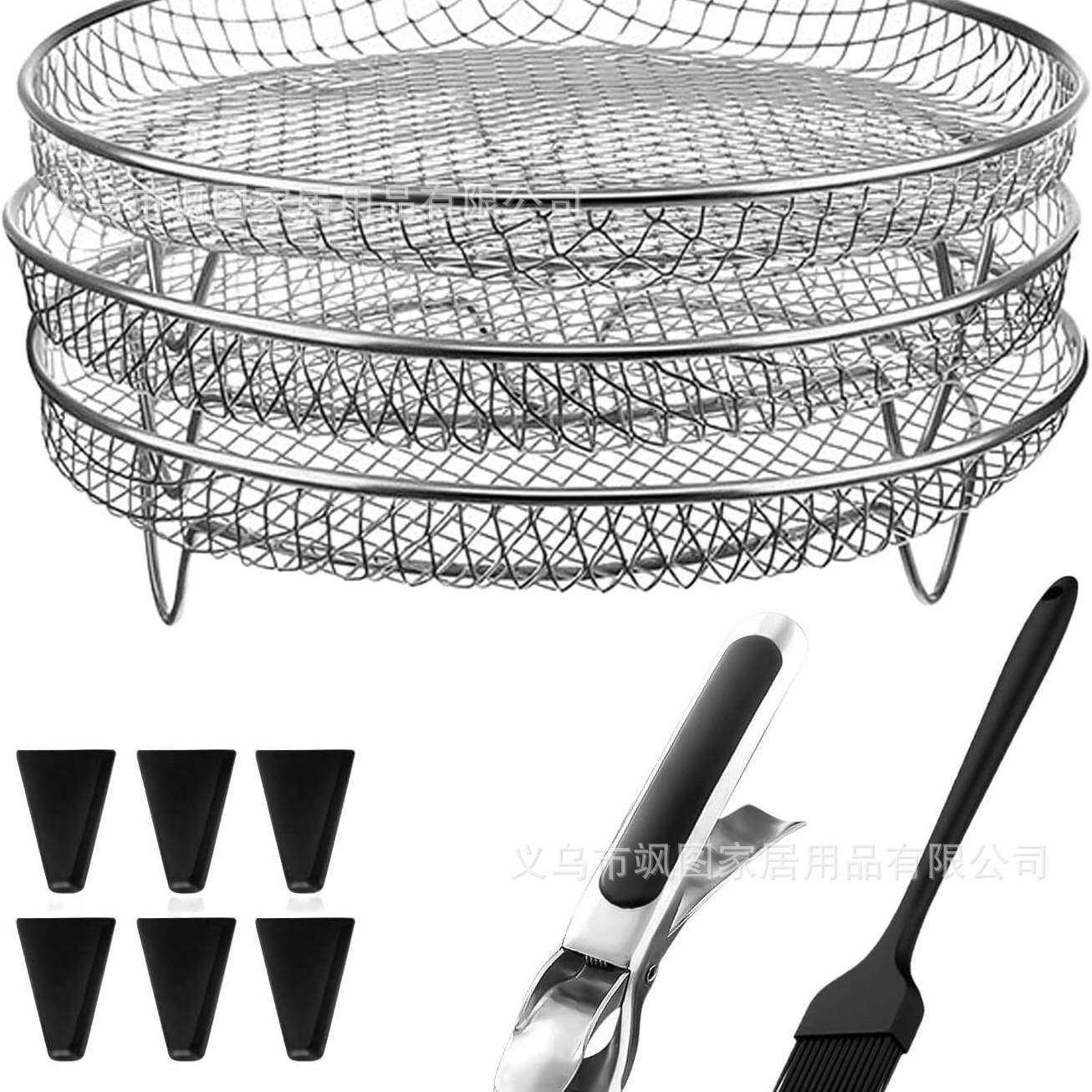 适用配于Ninja.空i气炸锅配件圆形个GEM三可堆叠增高脚碗架油刷