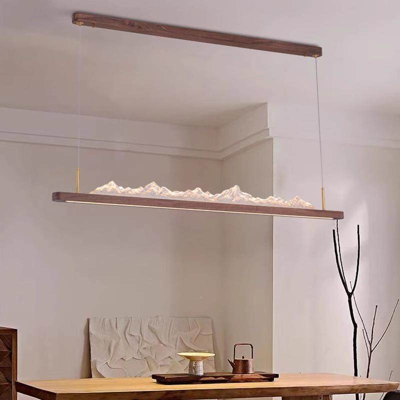 黑胡高桃木餐厅吊灯一式字长条国风禅意简约级感96新中中山水茶室,家装灯饰光源,智能吊灯,淘宝优惠券,粉丝福利购,淘宝优惠卷