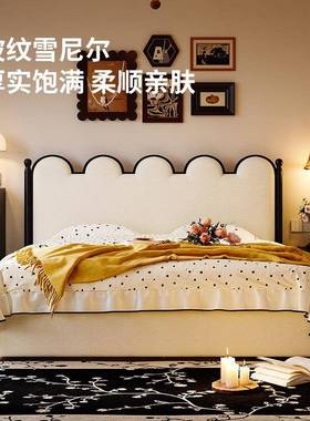 冬熊法式复南洋古床小户型主卧古涟漪储物带三中布艺83044软抽包