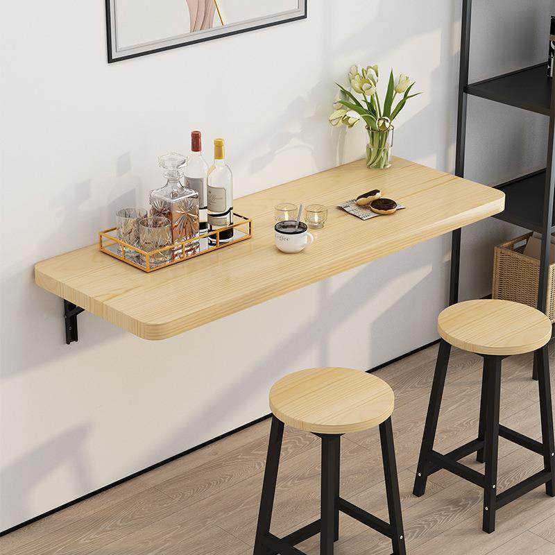 墙上折1叠桌壁挂式简易电脑桌吧桌台实木桌餐桌悬户挂墙书壁小型