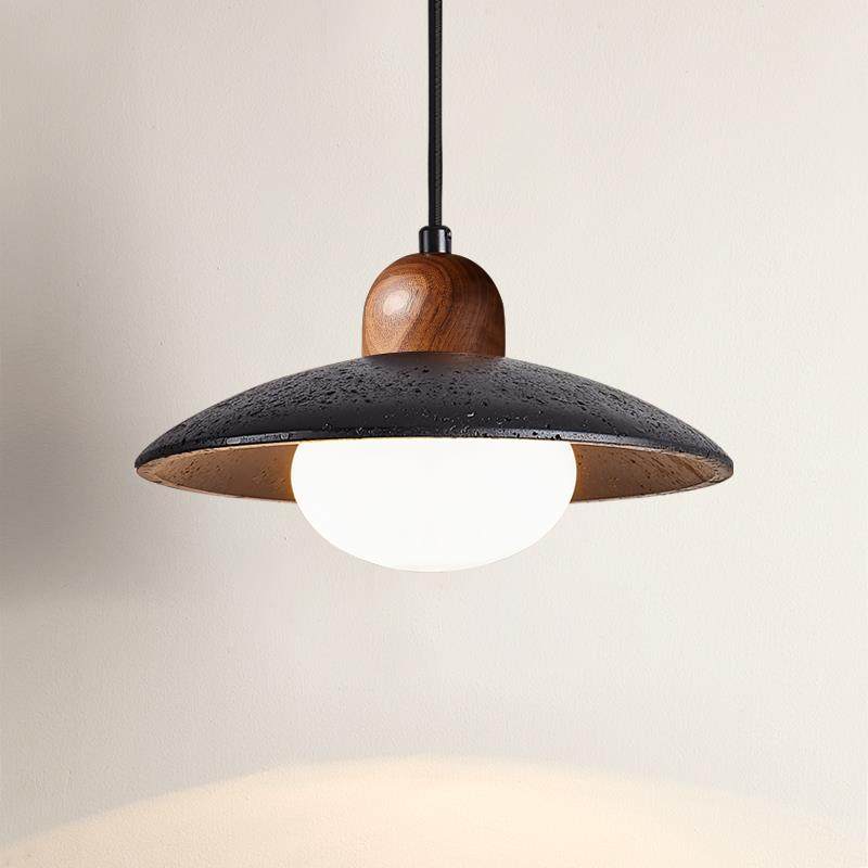 中古风高级感设计师复古黑洞石飞碟意式可升降吧台卧室床头小吊灯