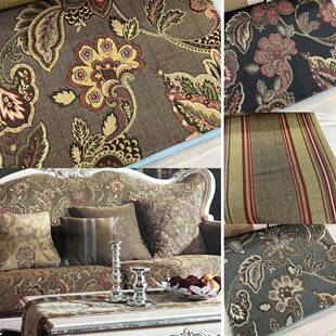 门幅145cm花卉提花面料美式田园风格提花花布沙发布料窗帘布料