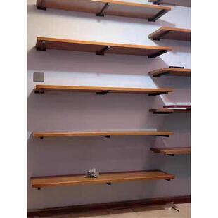 上墙书架实木隔板置物架客厅挂墙厨房收纳架一字板墙上壁挂架