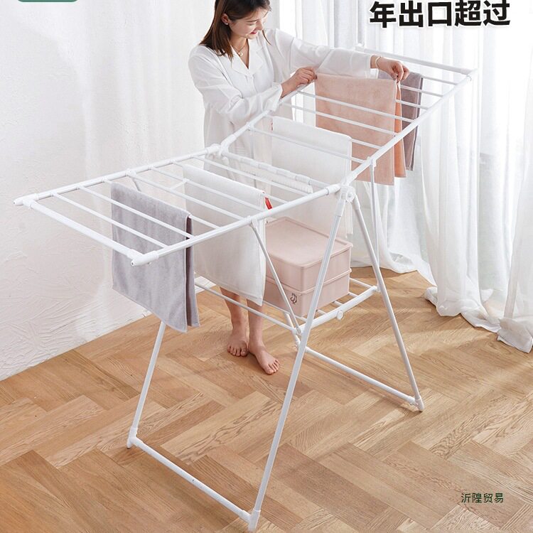 SHESHOME晾衣架落地折叠多功能家用室内不锈钢衣架阳台婴儿晒衣架