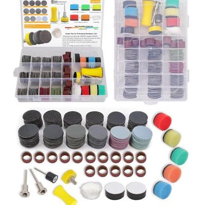 268件1英寸干湿砂磨盘用于Dremel砂钻头钩环砂纸60-10000粒度旋转