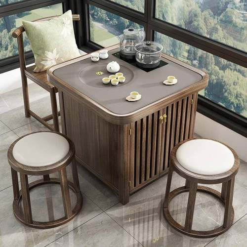 实木茶桌椅组合家用小型小茶台新中式阳台客厅移动茶车智能茶盘桌