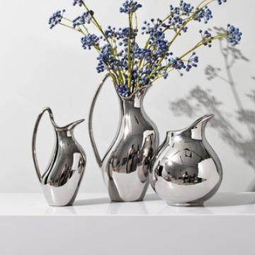 创意轻奢银色镜面电镀陶瓷花瓶餐桌面摆件客厅插花器简约软装饰品,纺织面料/辅料/配套,纺织机械配件,淘宝优惠券,粉丝福利购,淘宝优惠卷