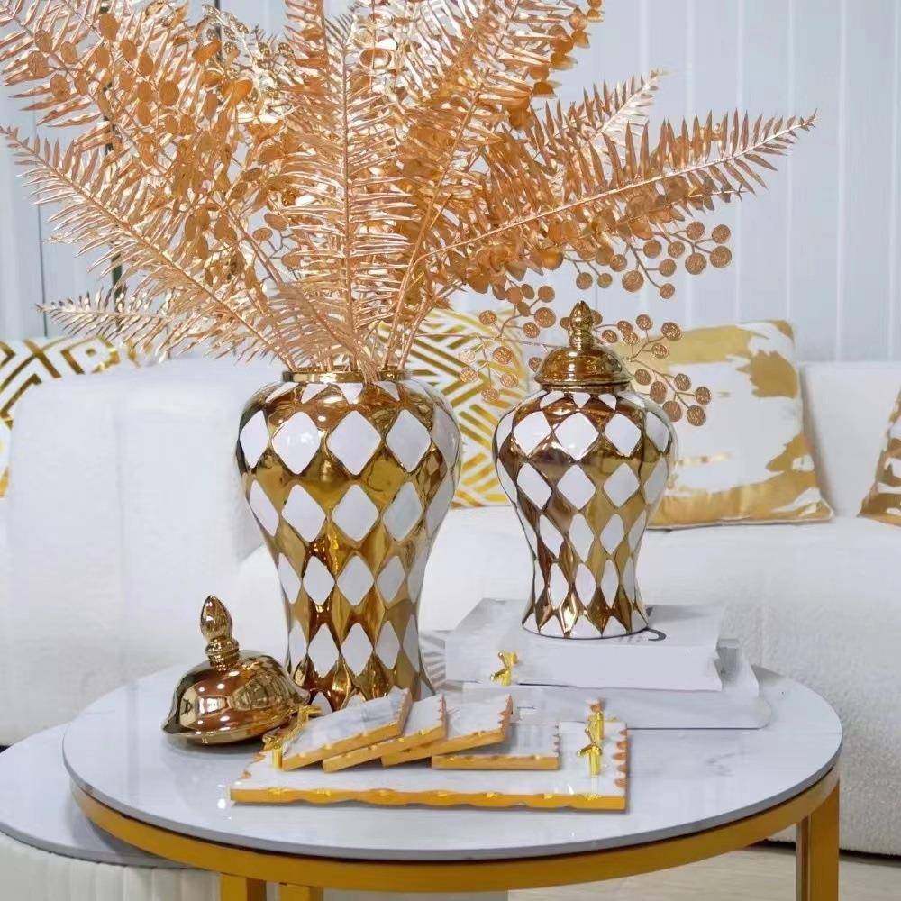 陶瓷轻奢电镀将军罐欧式花插花瓶工艺品摆件玄关软装装饰储物罐,机械设备,其他机械设备,淘宝优惠券,粉丝福利购,淘宝优惠卷