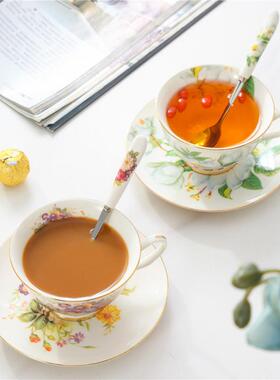 韩碟式花卉小清新陶瓷啡杯碟咖瓷陶花茶杯情侣对杯UTK下午茶杯碟