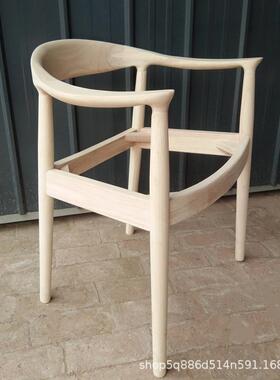 散装北欧酒店餐椅KND-01家尼肯迪茬总统椅圈椅山东实木具白椅子白