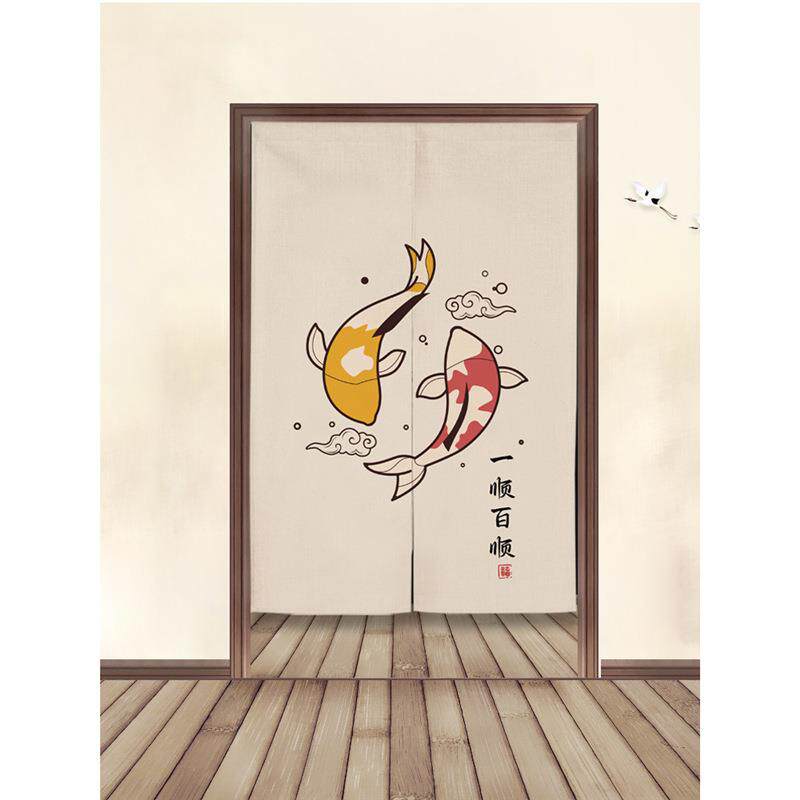 厨房布帘卫62841808生间半遮帘禅意隔断中国室布荷花艺帘门帘中式