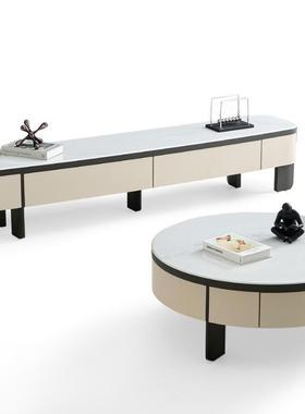 025新款设奢计师2圆形茶几电视柜组合轻现代简76585约客厅家用微