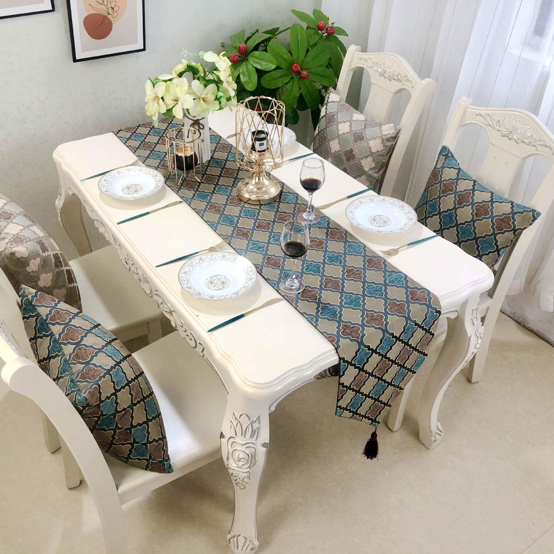 爆款桌欧式欧式新中旗式古格子几何立体浮雕高典尾档床巾茶几旗装