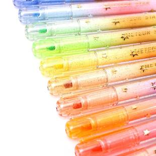 集物社荧光笔闪光荧笔学生划重金色点标记HP7503补笔手账笔7光503