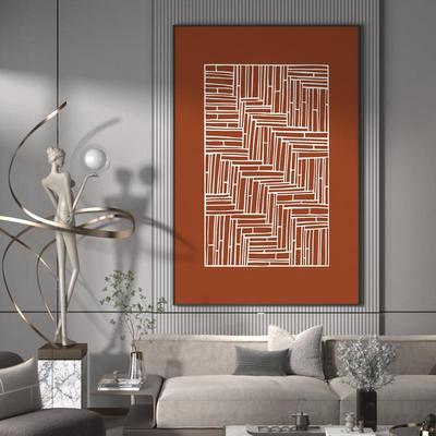 现装代轻奢客厅玄关画色线条几EM-1288何饰艺棕术抽象背景墙壁竖