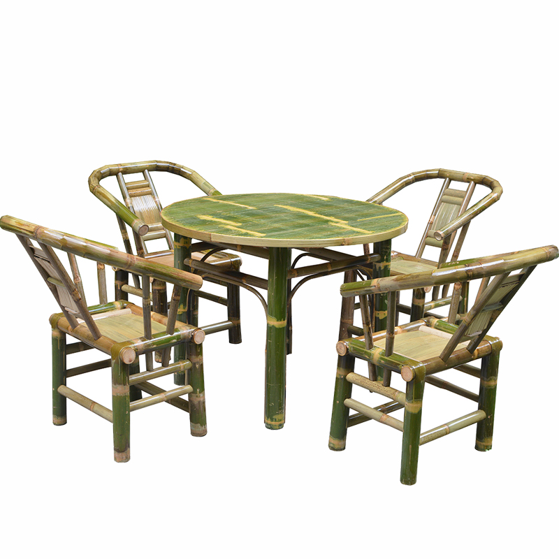 竹藤桌椅组合中式田m园竹圆桌圈椅庭院竹制家具竹餐桌户外阳台茶