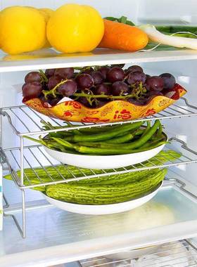 冰箱板内菜托面架不锈钢分层隔剩菜收纳层架厨房n7BfwH3/台备配菜