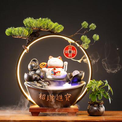 招财隆猫摆件流水生财生意兴铺办面公室装饰桌店收18066银台开业