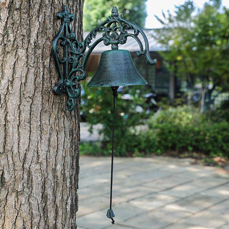 墅SLK欧式怀旧复古花铁纹风铃挂居件手摇门铃艺铃铛别庭院家装饰