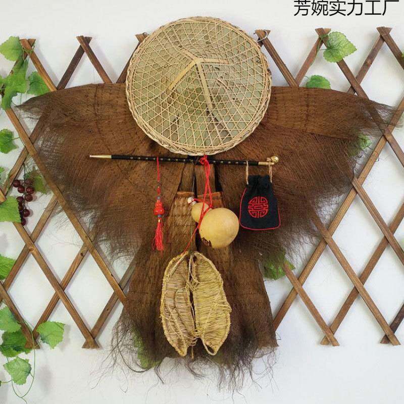 蓑衣斗笠帽帽农家乐装饰道具可穿棕衣蓑笠斗篷古风梭衣披肩