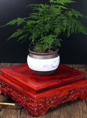 黑檀长方正水浪F76HJ9S7底实座花瓶盆木景方佛像摆件玉石奇石头大