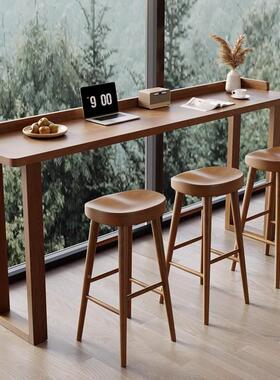 实吧台桌带木休围边靠窗靠墙发长条高EHO脚桌子家用客厅沙边阳台