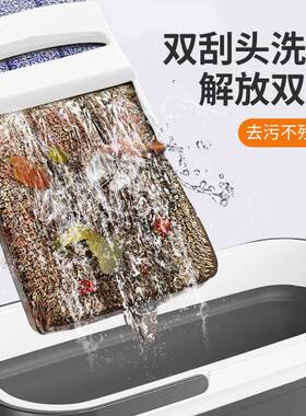 厂懒人家用免洗平板把拖把拖布桶套装组合折手766叠干家湿两用拖