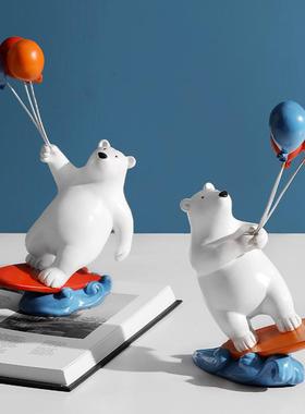 欧创意气球熊件饰树脂壁儿童房间客厅摆桌北面玄关家居装饰品XXL