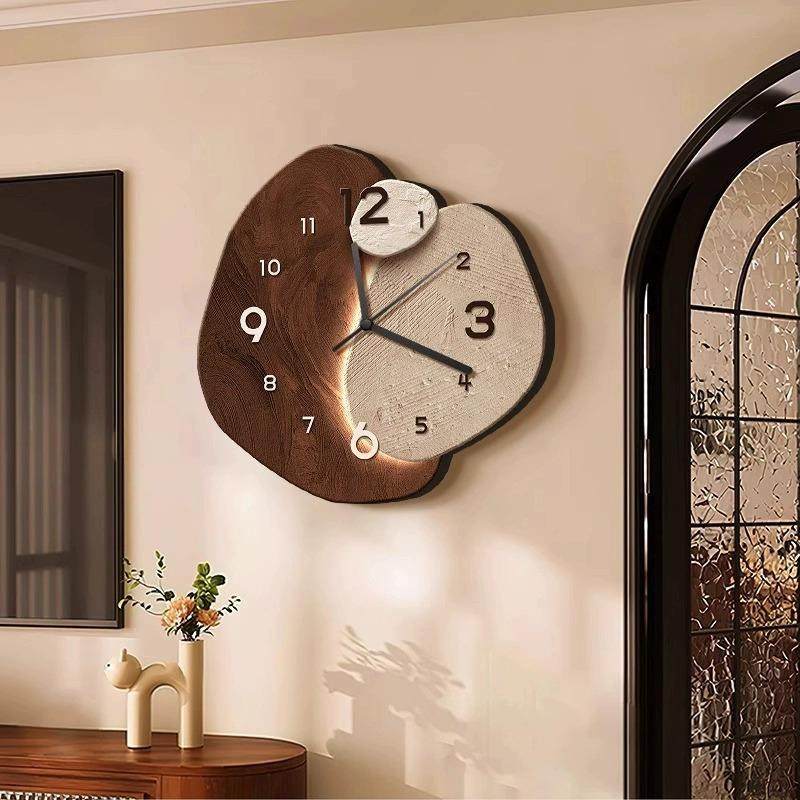 中HLT-501古风石来运转抽钟挂墙厅装饰画复古挂画钟表挂象高级感